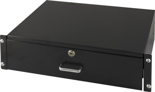 3U 19" Vetolaatikko Säilytykseen, Lukittava.