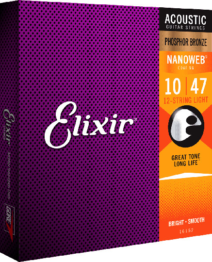 Elixir Nanoweb Phosphor Bronze 80/20 kitarajouset (12-kielinen 10-47) - Elixir Strings