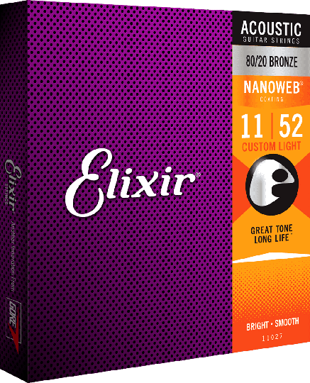 Elixir Nanoweb Bronze 80/20 kitarajouset (Custom Light 11-52) - Elixir Strings