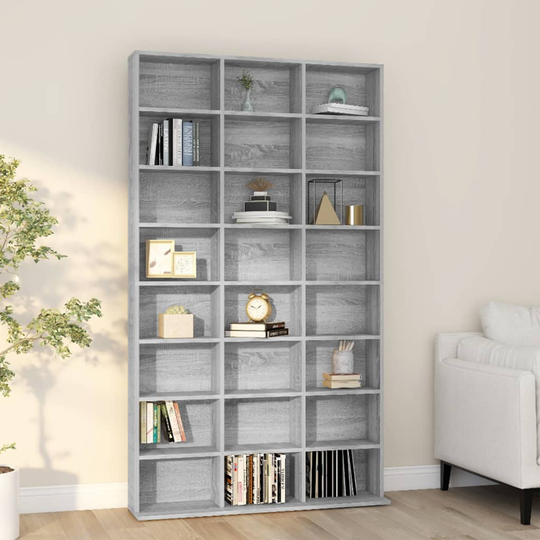 vidaXL CD-hylly harmaa Sonoma 102x23x177,5 cm tekninen puu