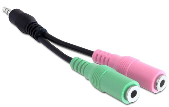 This Adapter By Delock Enables You To Connect A Common Headset With Two 3.5 Mm Stereo Jack Male Conn