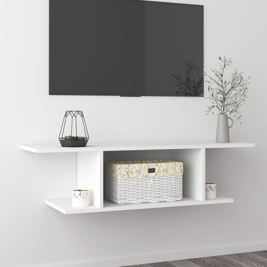 vidaXL Seinäkiinnitettävä TV-taso valkoinen 103x30x26,5 cm