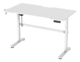 WT95 Height Adjustable Gaming Desk, Cable Management, Cup & Headset Holder, White
