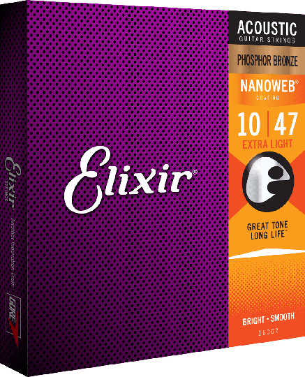 Elixir Nanoweb Phosphor Bronze 80/20 kitarajouset (Extra Light 10-47) - Elixir Strings