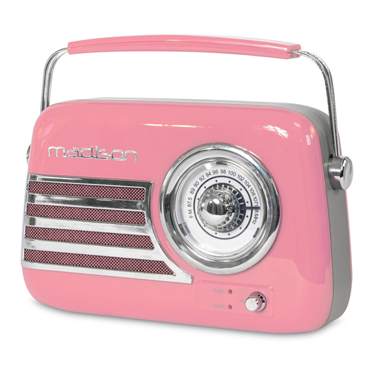 Madison retro radio w. Bluetooth ja FM (vaaleanpunainen) - MADISON