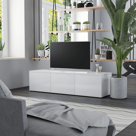 vidaXL TV-taso korkeakiilto valkoinen 120x34x30 cm lastulevy