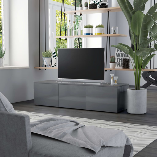 vidaXL TV-taso korkeakiilto harmaa 120x34x30 cm lastulevy