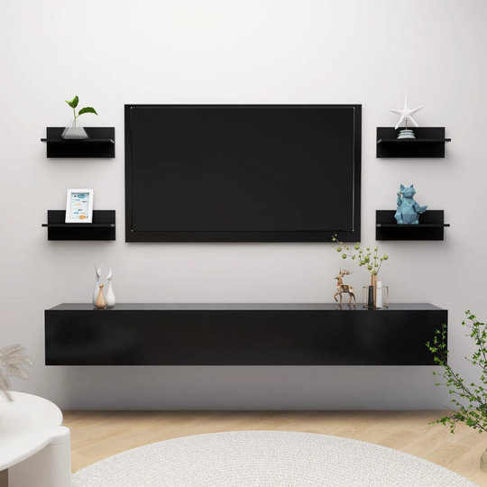 vidaXL Seinähyllyt 4 kpl musta 40x11,5x18 cm lastulevy