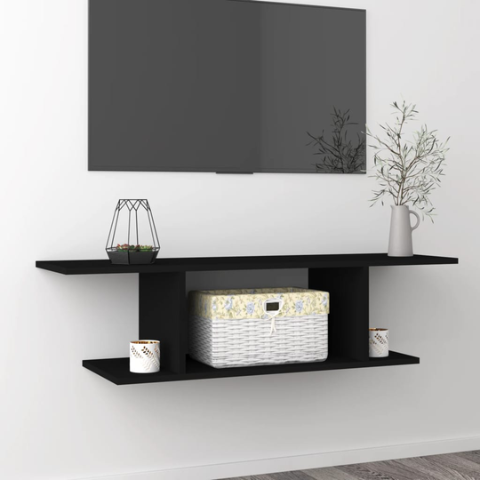 vidaXL Seinäkiinnitettävä TV-taso musta 103x30x26,5 cm