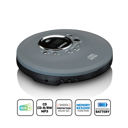 Lenco CD-400GY Discman, jossa on DAB+ ja FM-järjestelmä Radio