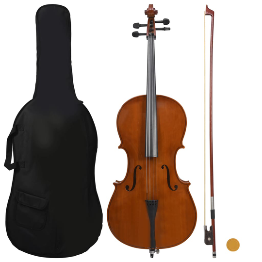 vidaXL Sello täysi sarja luonnonjouhi jousi ja laukku tumma puu 4/4
