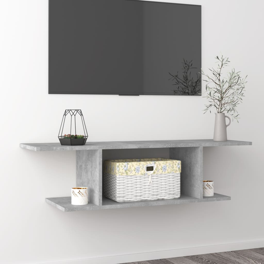 vidaXL Seinäkiinnitettävä TV-taso betoninharmaa 103x30x26,5 cm