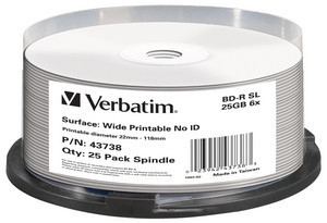 BD-R, 6x, 25GB/200min, 25pack Spindel, Print Hard Coat MABL