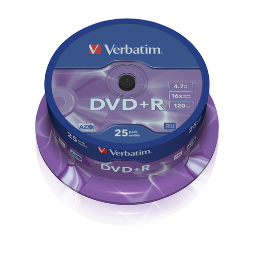 DVD+R, 16x, 4.7 GB/120 Min, 25-pack Spindel, AZO