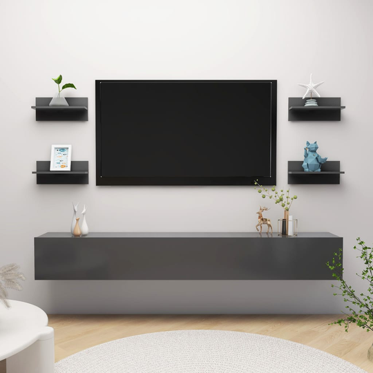 vidaXL Seinähyllyt 4 kpl harmaa 40x11,5x18 cm lastulevy