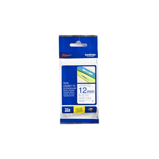 BROTHER TZE233 12 BLUE ON WHITE