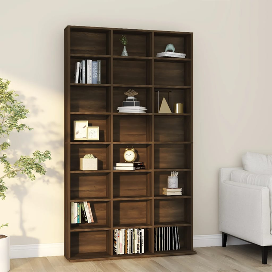 vidaXL CD-hylly ruskea tammi 102x23x177,5 cm tekninen puu