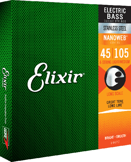 Elixir Nanoweb Stainless Steel Basso String (Medium /4c 45-105) - Elixir Strings