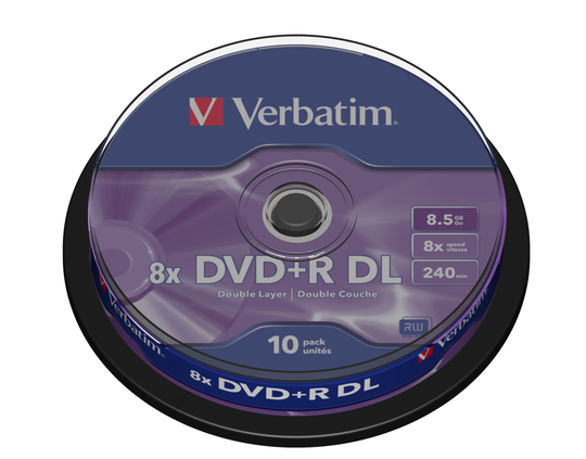 DVD+R DL, 8x, 8.5 GB/240 Min, 10-pack Spindel, AZO