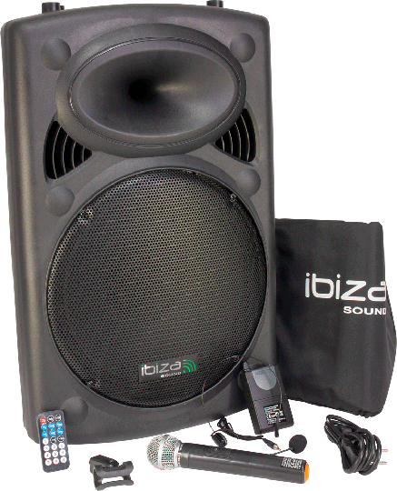 Ibiza Kannettava kaiutin 15" bassolla (musta, 800W) - IBIZA