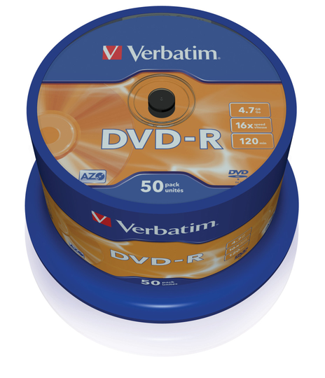 DVD-R, 16x, 4.7 GB/120 Min, 50-pack Spindel, AZO