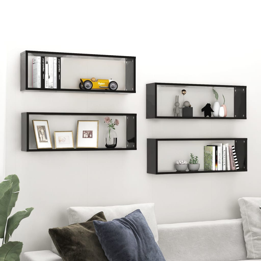 vidaXL Kuutioseinähyllyt 4 kpl musta 80x15x26,5 cm lastulevy