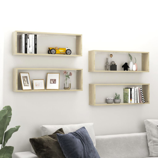 vidaXL Kuutioseinähyllyt 4 kpl Sonoma-tammi 80x15x26,5 cm lastulevy