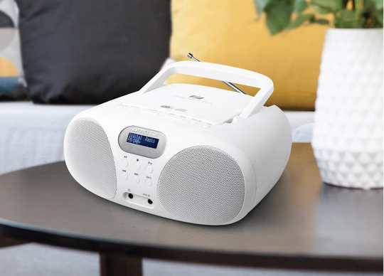 Muse MD-208 DBW On Kauniisti Suunniteltu Kannettava DAB+/FM-radio CD-soittimella. AUX-in-liitän