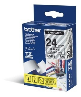 BROTHER TZE151 24 BLACK ON CLEAR