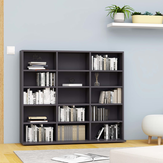 vidaXL CD-hylly harmaa 102x23x89,5 cm lastulevy