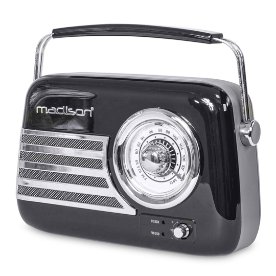 Madison retro radio w. Bluetooth ja FM (musta) - MADISON