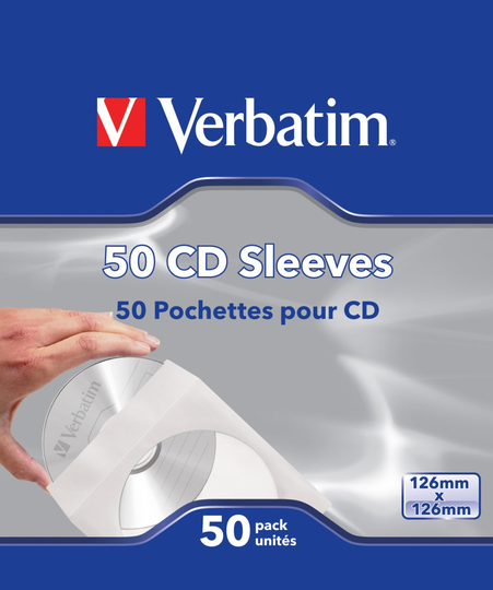 Verbatim Paperitasku CD/DVD-levyille, Valkoinen/läpinäkyvä, 50-pack