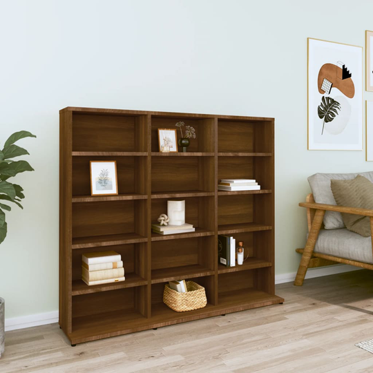 vidaXL CD-hylly ruskea tammi 102x23x89,5 cm tekninen puu