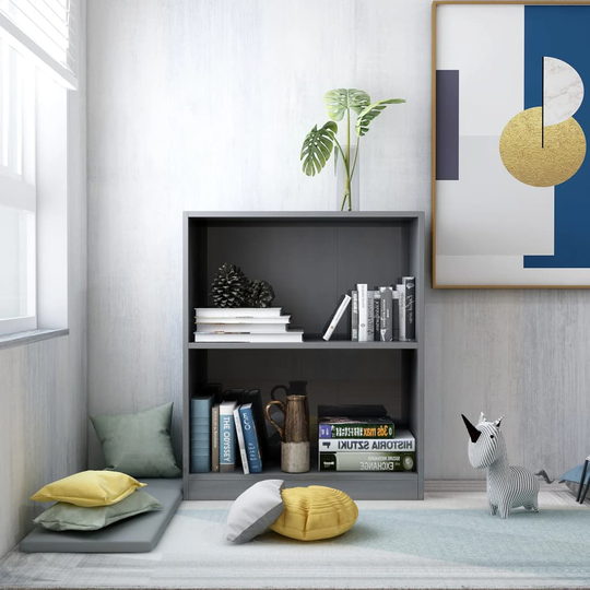 vidaXL Kirjahylly korkeakiilto harmaa 60x24x74,5 cm tekninen puu